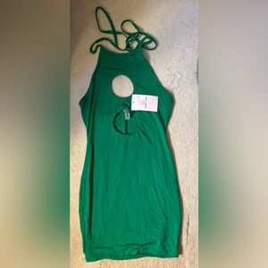 NWT Bodies Boutique Green Halter Ring Mini Dress Small